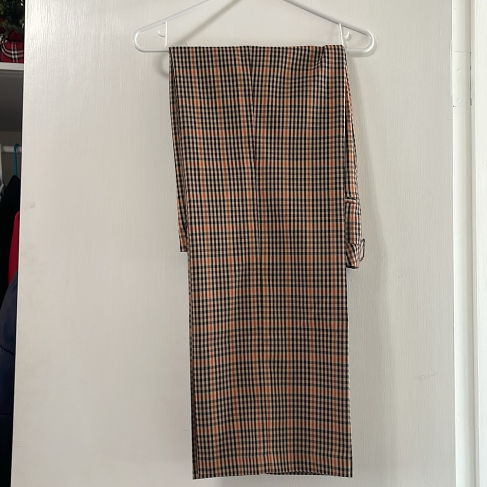 Plaid Tailored Wide Leg Pants